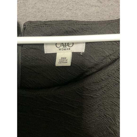 Cato Dress Womens 26W Black Textured Knee Length 3/4 Sleeve Pullover Plus Size - Picture 2 of 10